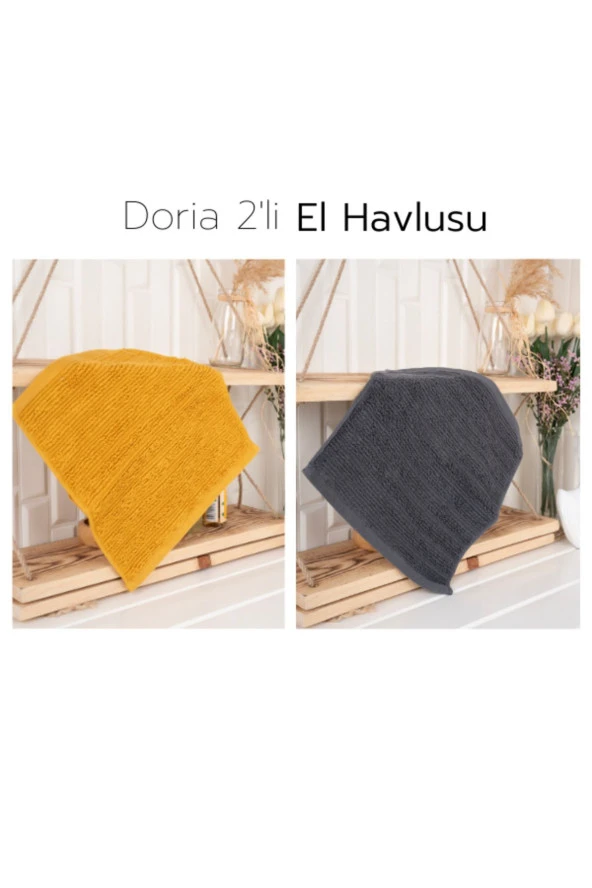 Doria El Havlusu 2'li Sarı & Antrasit ürün görseli 1