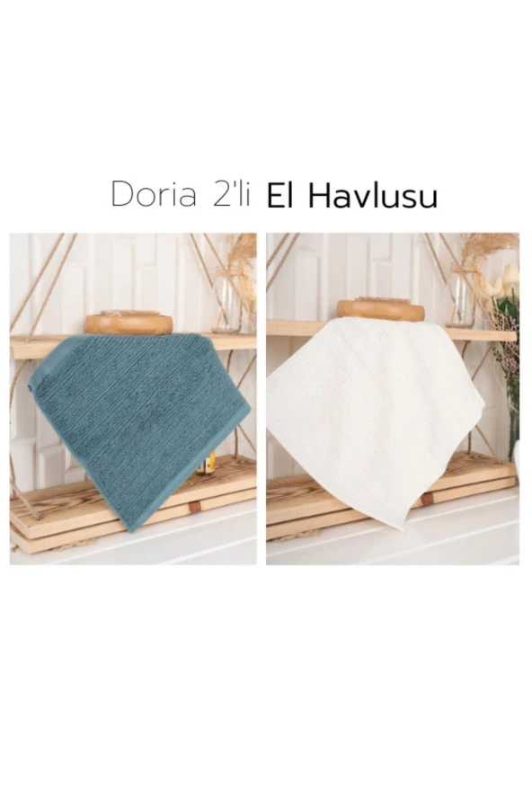 Doria El Havlusu 2'li Koyu Yeşil & Krem ürün görseli 1
