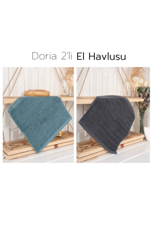 Doria El Havlusu 2'li Koyu Yeşil & Antrasit ürün görseli 1