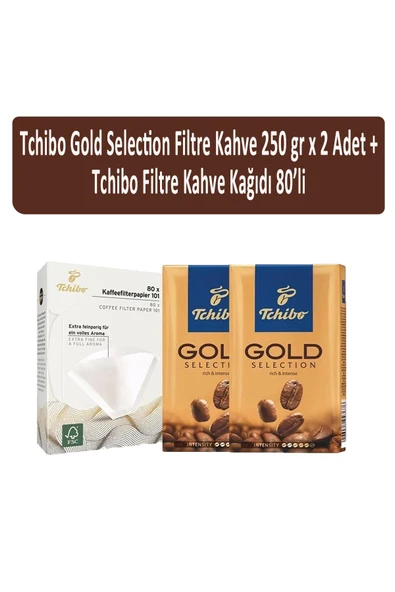 Tchibo Gold Selection Filtre Kahve 250 gr x 2 Adet + Tchibo Filtre Kahve Kağıdı 80'li ürün görseli 1