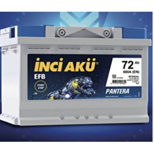 12V 72 AH 680A EN EFB START STOP İNCİ AKÜ  Ü.T  2026 ürün görseli 1