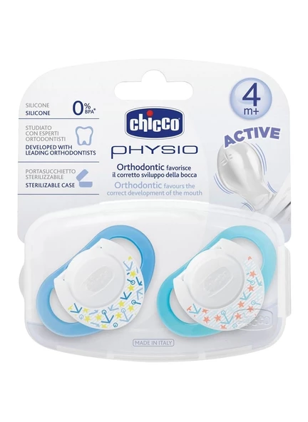 Chicco Physio Silikon Emzik 4m+ 2'li - Mavi ürün görseli 1