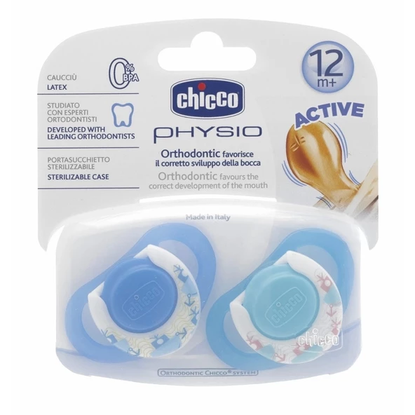 Chicco 2 li Physio Kauçuk Emzik 12 ay+ Erkek ürün görseli 1
