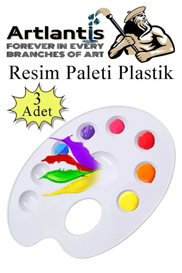 Resim Paleti Plastik 3 Adet Godeli Ressam Paleti Boyama Paleti Akrilik Boya Guaj Boya Suluboya ürün görseli 1