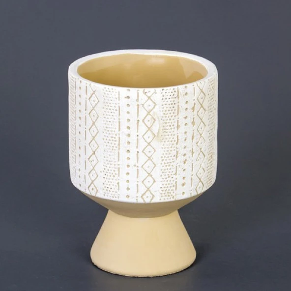 Euro Flora Motifli Yuvarlak Beton Saksı 12X19 cm ürün görseli 1