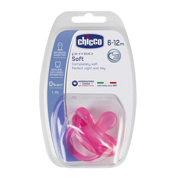 Chicco Physio Soft Silikon Emzik 12 Ay Pembe ürün görseli 1