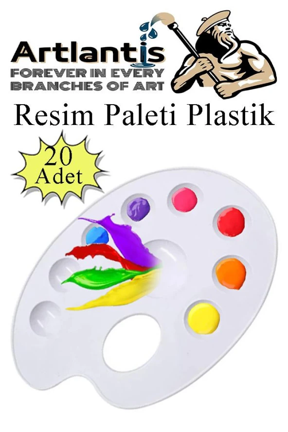 Resim Paleti Plastik 20 Adet Godeli Ressam Paleti Boyama Paleti Akrilik Boya Guaj Boya Suluboya ürün görseli 1
