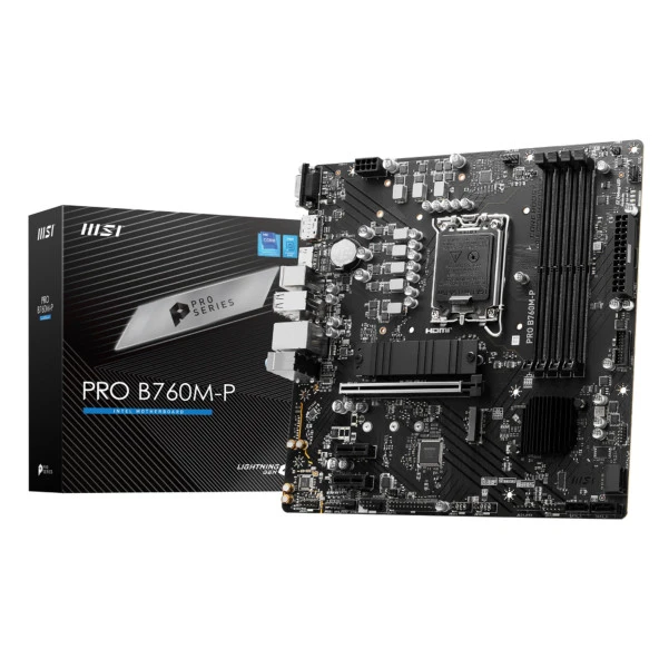 MSI PRO B760M-P Intel B760 LGA1700 DDR5 6800MHz (OC) VGA/HDMI/DP M.2 RGB mATX Anakart ürün görseli 1