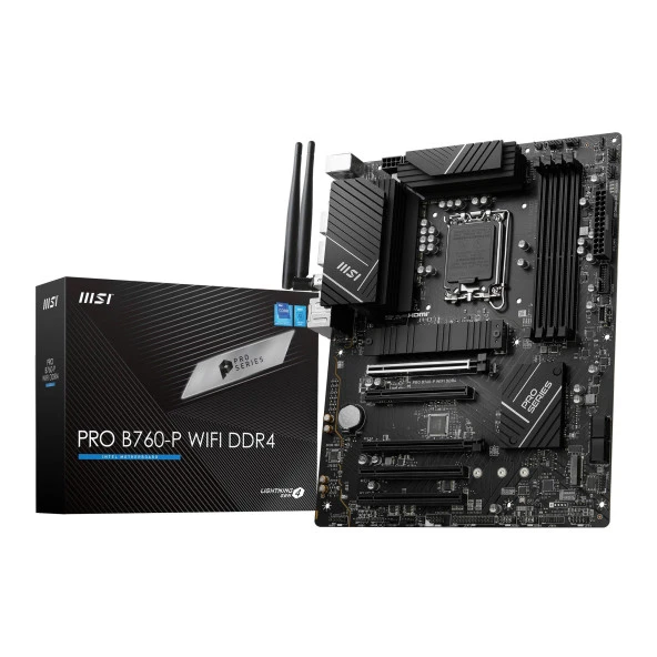 MSI PRO B760-P WIFI Intel B760 LGA1700 DDR4 5333MHz (OC) HDMI/DP M.2 Wi-Fi RGB mATX Anakart ürün görseli 1