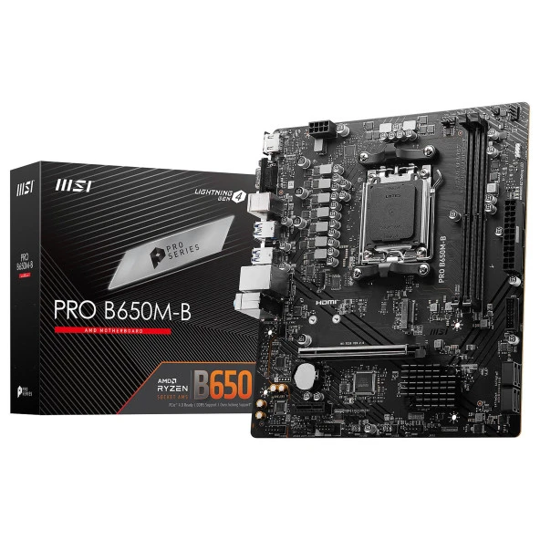 MSI PRO B650M-B AMD B650 AM5 DDR5 6800MHz (OC) VGA/HDMI M.2 RGB mATX Anakart ürün görseli 1