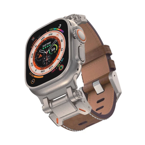 Watch 42mm Uyumlu KRD-114 Metal Başlıklı Suni Deri Kordon ürün görseli 1
