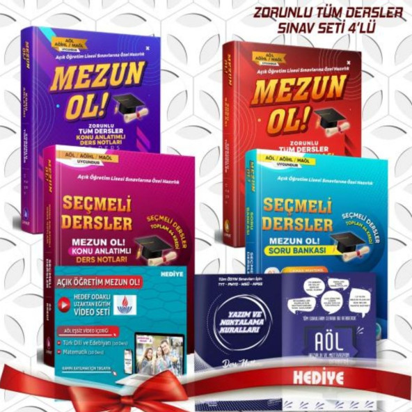 AÇIK LİSE ZORUNLU VE SEÇMELİ DERSLER( KONU ANLATIM+SORU BANKASI) 4 LÜ SET-TÜM DERSLER TÜM DÖNEMLER ürün görseli 1