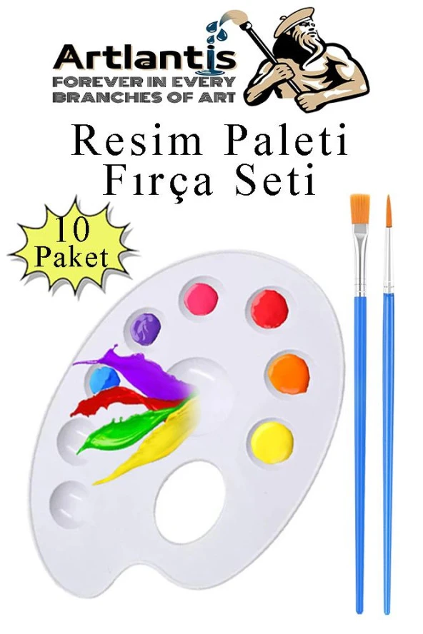 Resim Paleti ve Resim Fırça Seti 10 Paket Ressam Paleti Boyama Fırçası Akrilik Boya Guaj Boya Suluboya ürün görseli 1