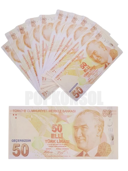 50 Adet 50 TL Geçersiz Para Parti Şaka Düğün Oyun Parası Fim Dizi Çekimleri İçin ürün görseli 1