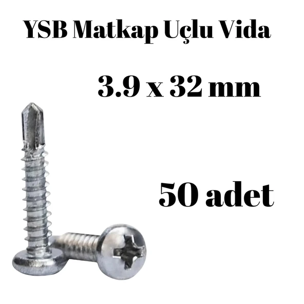 Yıldız Silindir Başlı 3.9X32 YSB Matkap Uçlu Akıllı Vida 50 Adet ürün görseli 1