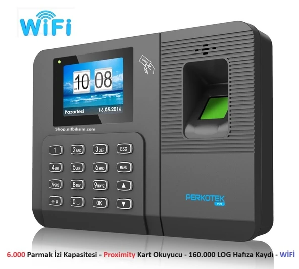Perkotek P20 ID Parmak izi kart okuyucu Şifre  WİFİ Personel Takip Cihazı ürün görseli 1