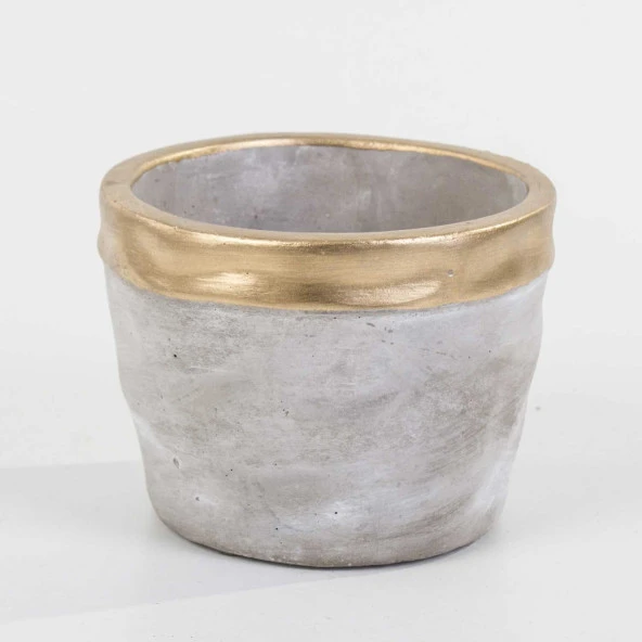 Euro Flora Dore Bantlı Beton Saksı 12x9 Cm ürün görseli 1