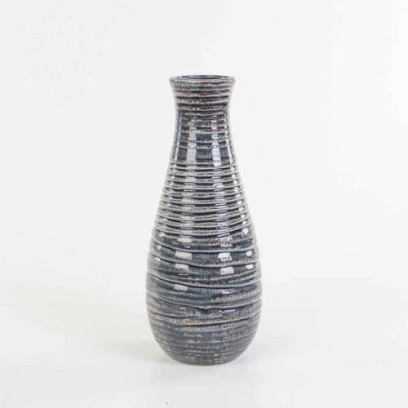 Euro Flora Çizgili Seramik Vazo 15x39 Cm ürün görseli 1