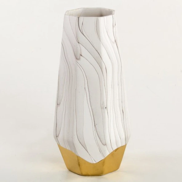 Euro Flora Mermer Desenli Seramik Vazo 14X14X28 cm ürün görseli 1