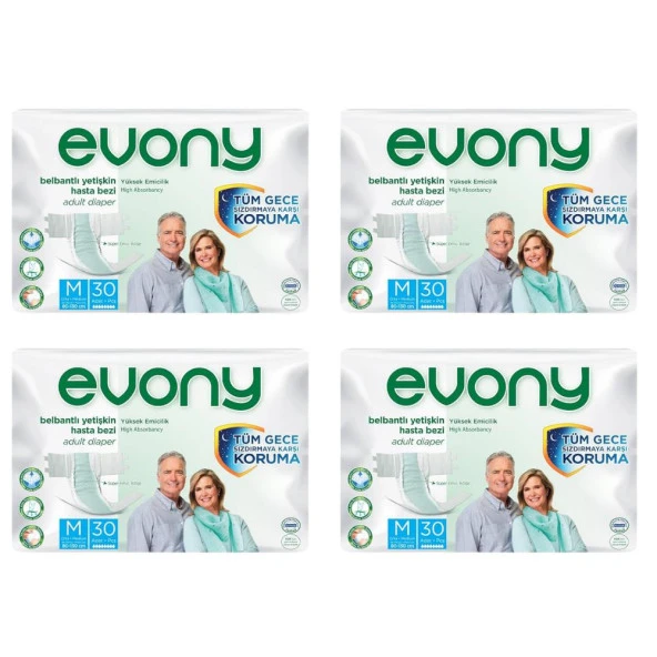 Evony Belbantlı Orta Boy (M) 30'lu 4 Paket Hasta Bezi ürün görseli 1
