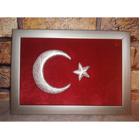 Filografi türk bayrağı 19x27 cm ürün görseli 1