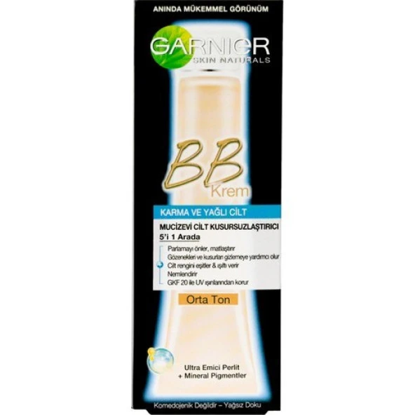 Garnier BB Krem Mucizevi Cilt Kusursuzlaştırıcı Karma/Yağlı Ciltler Orta Ton 40ML ürün görseli 1