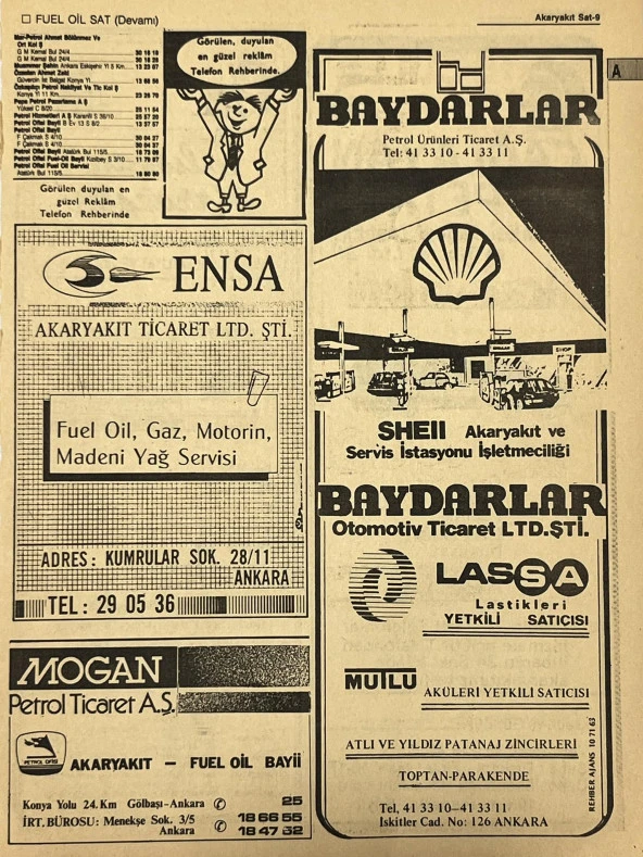 Ankara 1986 Meslek Reklam İlanı Efemera S9 ürün görseli 1