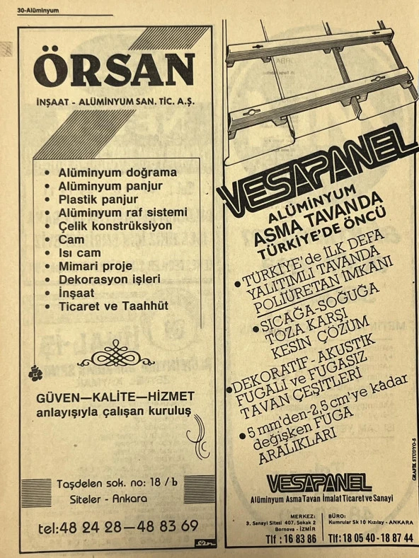 Ankara 1986 Meslek Reklam İlanı Efemera S29 - Resim 2