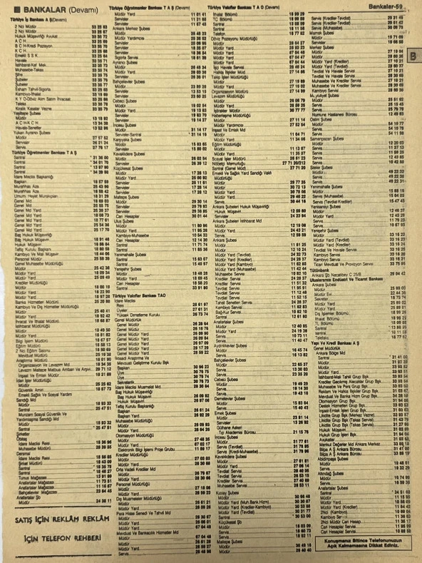 Ankara 1986 Meslek Reklam İlanı Efemera S59 ürün görseli 1