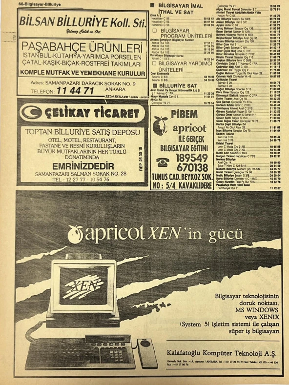 Ankara 1986 Meslek Reklam İlanı Efemera S65 - Resim 2