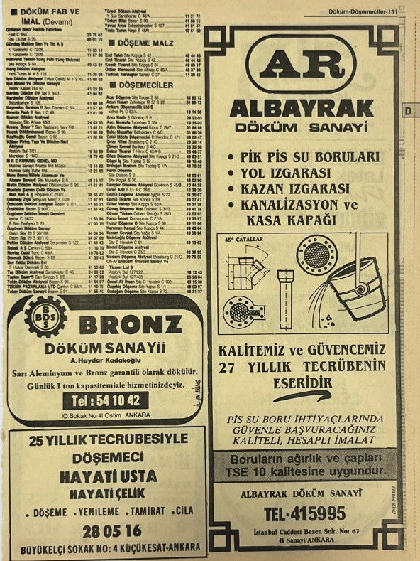 Ankara 1986 Meslek Reklam İlanı Efemera S131 ürün görseli 1