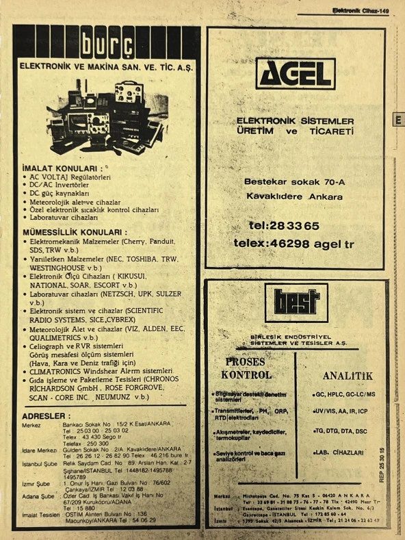 Ankara 1986 Meslek Reklam İlanı Efemera S149 ürün görseli 1