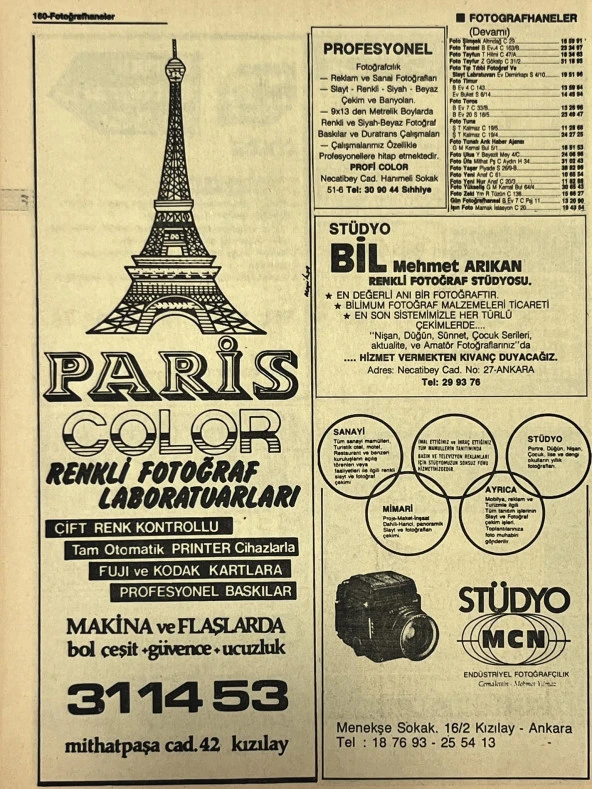 Ankara 1986 Meslek Reklam İlanı Efemera S159 - Resim 2