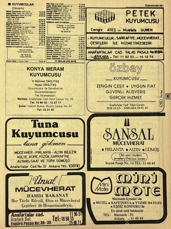 Ankara 1986 Meslek Reklam İlanı Efemera S251 ürün görseli 1