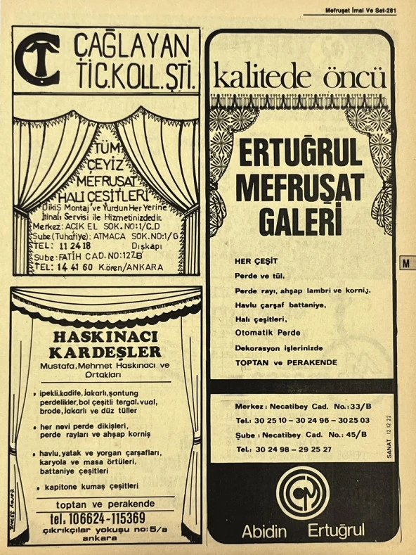 Ankara 1986 Meslek Reklam İlanı Efemera S281 ürün görseli 1