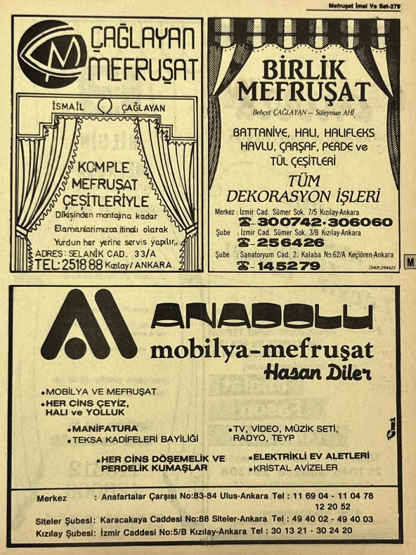 Ankara 1986 Meslek Reklam İlanı Efemera S279 ürün görseli 1