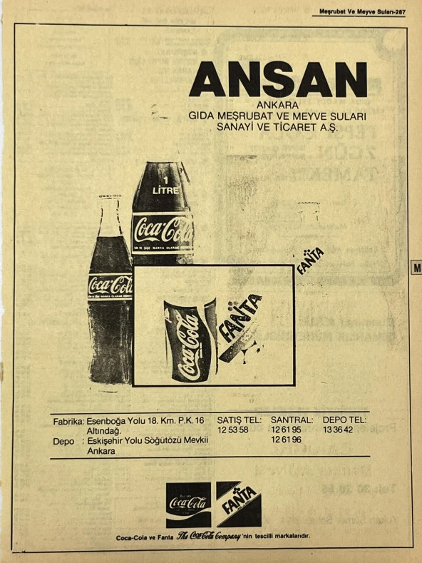 Ankara 1986 Meslek Reklam İlanı Efemera S287 ürün görseli 1