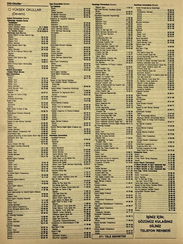 Ankara 1986 Meslek Reklam İlanı Efemera S331 - Resim 2