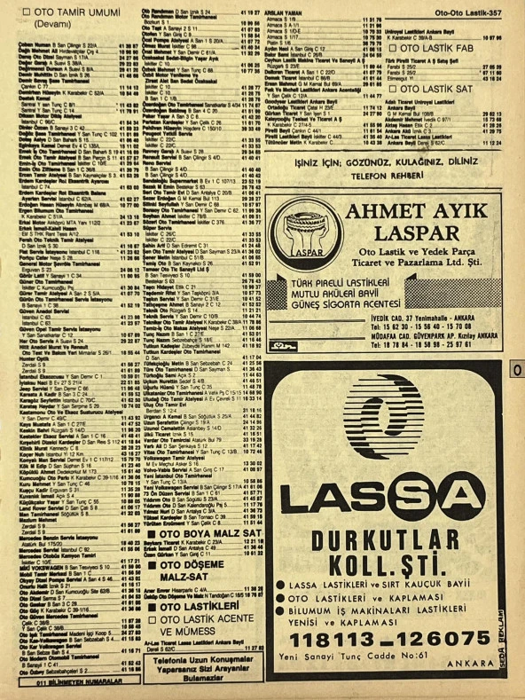 Ankara 1986 Meslek Reklam İlanı Efemera S357 ürün görseli 1