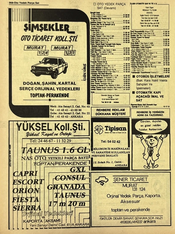 Ankara 1986 Meslek Reklam İlanı Efemera S367 - Resim 2