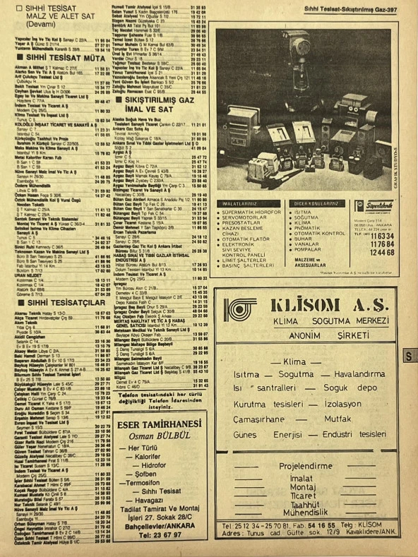 Ankara 1986 Meslek Reklam İlanı Efemera S397 ürün görseli 1