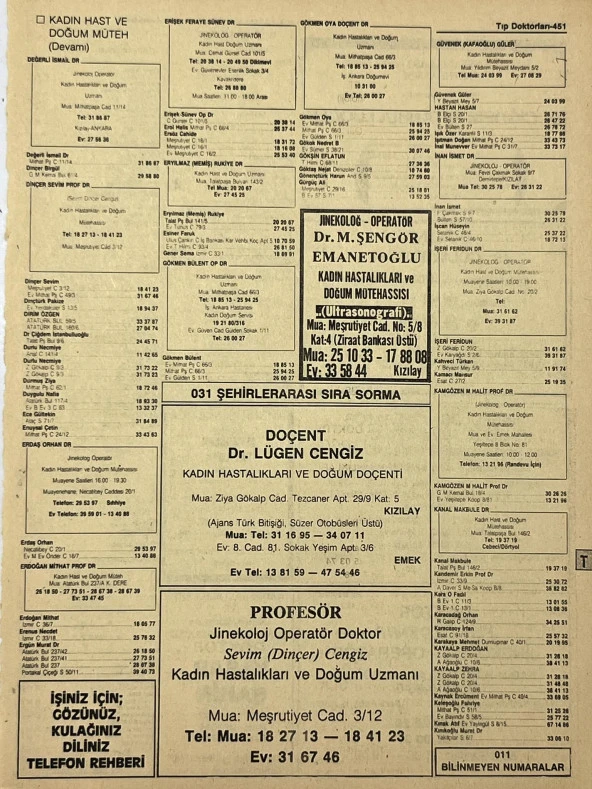 Ankara 1986 Meslek Reklam İlanı Efemera S451 ürün görseli 1