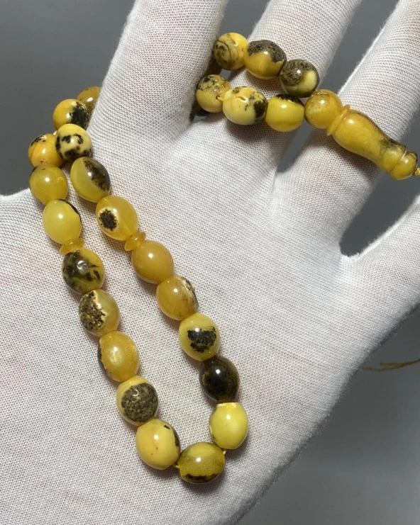 Doğal Kaya Damla Kehribar Tesbih 33lük 18,10 Gram ürün görseli 1