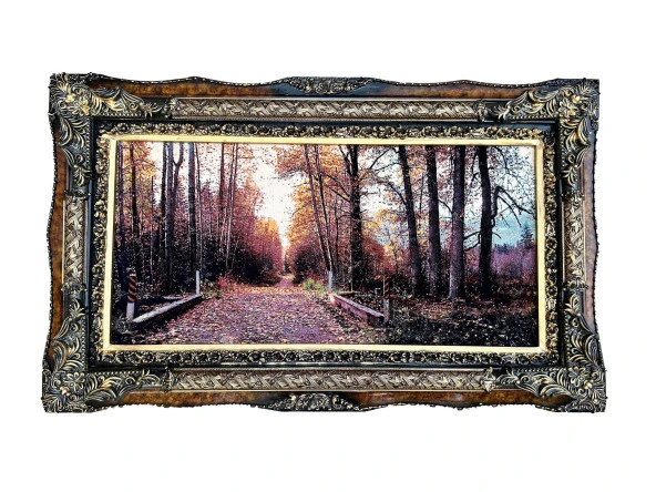 Sonbaharın Yolculuğu Adlı İran Tebriz Halı Tablo 126x76cm - Duvar Halı Kilim Tablo ürün görseli 1