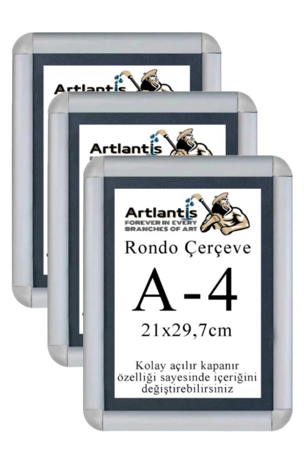 Tak Çıkar Rondo Çerçeve A4 21x30 cm 3 Adet Açılır Kapanır Çerçeve Aç Kapa Çerçeve A4 Afiş Çercevesi ürün görseli 1