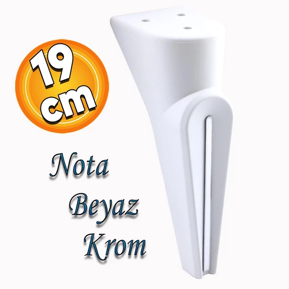 Nota Mobilya Kanepe Tv Ünitesi Konsol Koltuk Ayağı Ayakları Yükseltici Beyaz Gümüş Krom 19 Cm ürün görseli 1