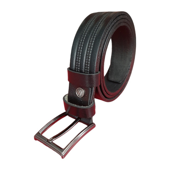 Erkek Kemer 3,5 Cm. Baskı Desenli Siyah Hakiki Deri (Vejetal Dana Derisi) Gvn-0054 ürün görseli 1