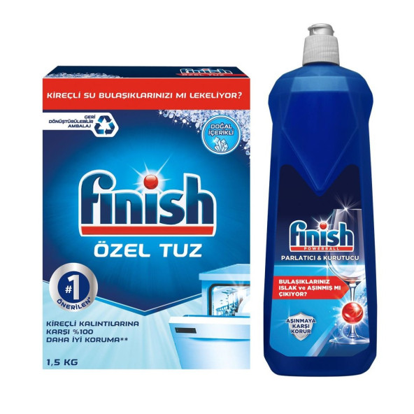 Finish Bulaşık Makinesi Özel Tuz 1.5 Kg + Finish Bulaşık Makinesi Parlatıcı 800 Ml (2'li Set) ürün görseli 1