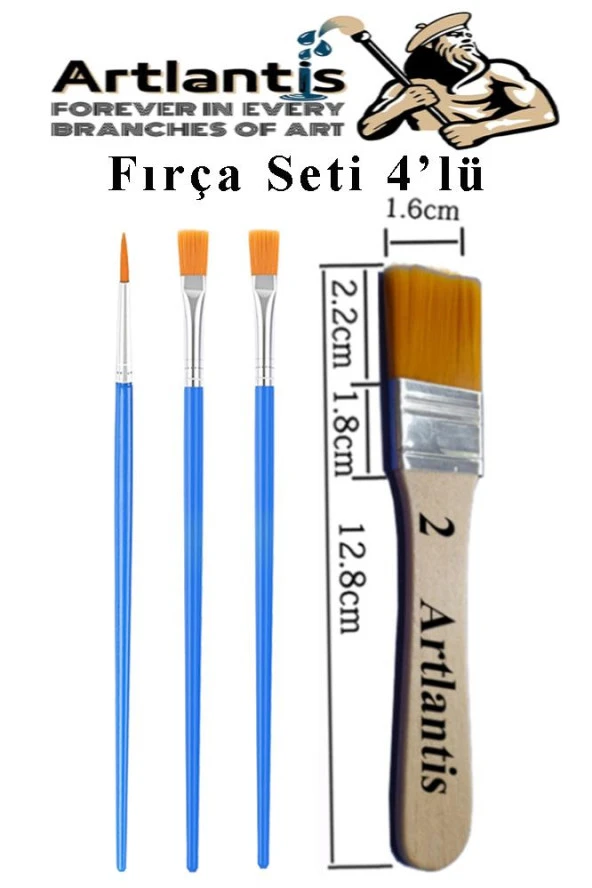 4'lü Fırça Seti 1 Paket 2 Numara Zemin Fırçalı Set Akrilik Boya Yağlı Boya Guaj Boya Sulu Boya Sanatsal ürün görseli 1