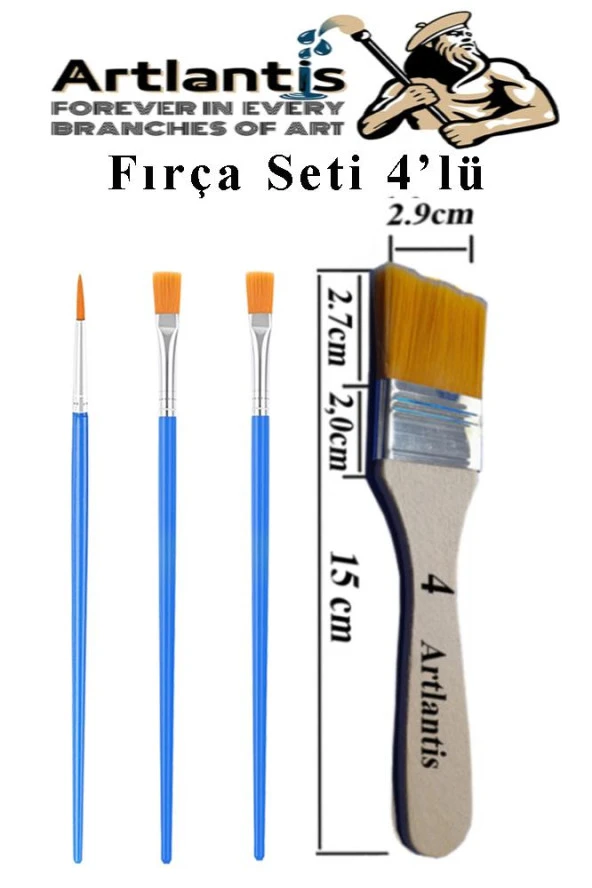 4'lü Fırça Seti 1 Paket 4 Numara Zemin Fırçalı Set Akrilik Boya Yağlı Boya Guaj Boya Sulu Boya Sanatsal ürün görseli 1